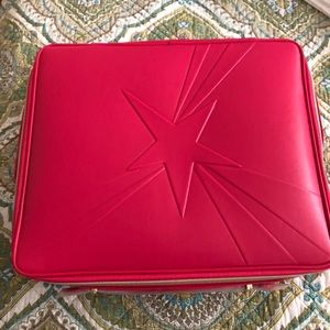 Red, square make up case
